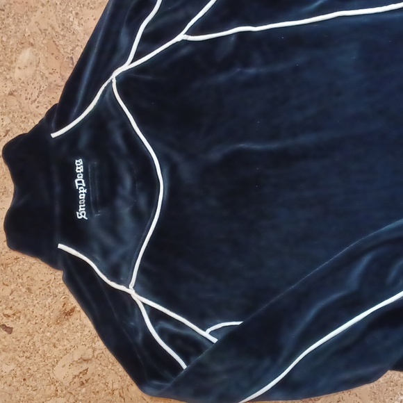 Snoop Dogg Vintage Oversize Black Velour Track Jacket With White Piping Men's L - Picture 10 of 10